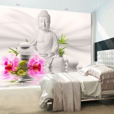 Fotomurale adesivo - Buddha e orchidee - 392x280