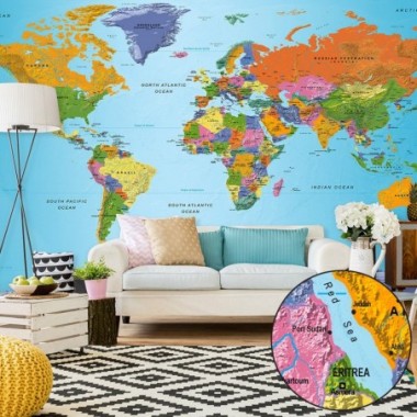 Fotomurale XXL - World Map: Colourful Geography II -...