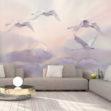 Fotomurale adesivo - Flying Swans - 245x175