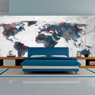 Fotomurale XXL - World map on the wall - 550x270