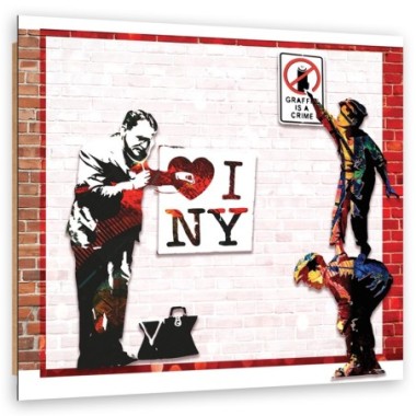Quadro deco panel, Banksy and Love New York - 30x30