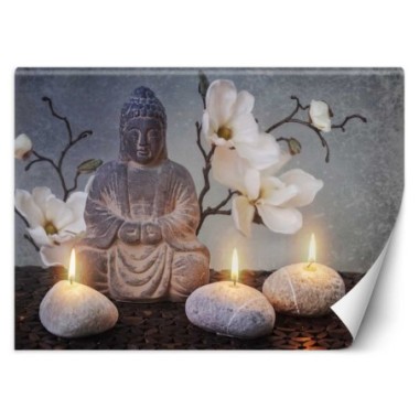 Carta Da Parati, Buddha con candele - 100x70