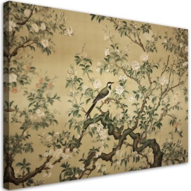 Canvas print, Bird Abstract Chinoiserie - 60x40