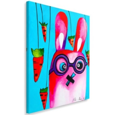 Quadro su tela, Coniglio colorato con occhiali - 40x60