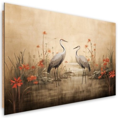 Deco panel picture, Cranes by the lake - 60x40