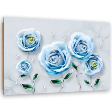 Quadro deco panel, Rose 3D blu - 90x60