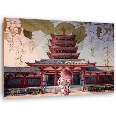 Quadro deco panel, Geisha e tempio giapponese - 100x70