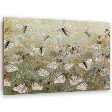 Quadro deco panel, Farfalle astratte nel prato - 100x70