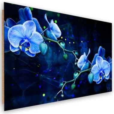 Quadro deco panel, Fiore di orchidea blu - 100x70