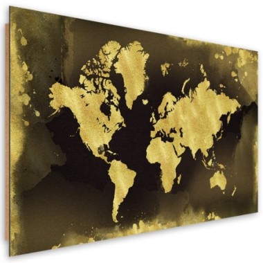 Quadro deco panel, Continenti d'oro vintage - 120x80