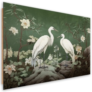 Deco panel picture, White Cranes Abstract - 120x80