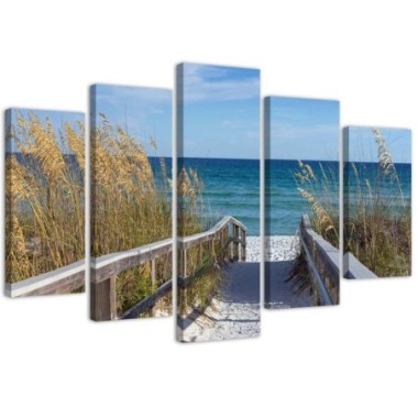 Quadro su tela 5 paneli Mare Spiaggia Natura - 100x70