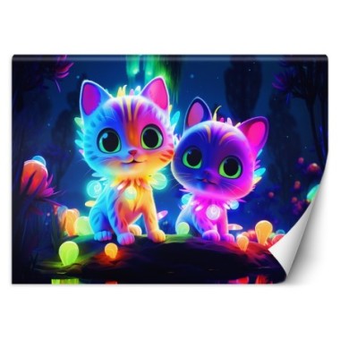Wallpaper, Colorful cats neon - 350x245