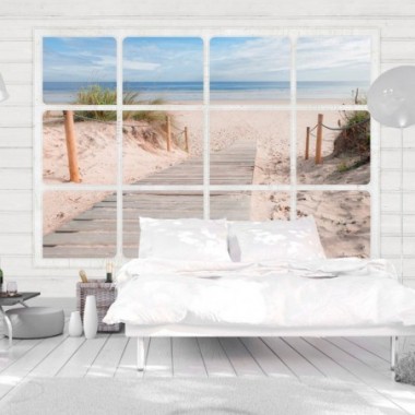 Fotomurale - Window & beach - 200x140