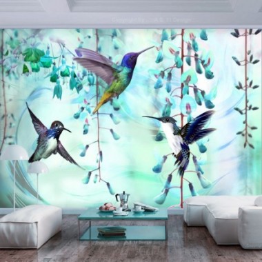 Fotomurale - Flying Hummingbirds (Green) - 150x105