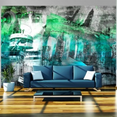 Fotomurale - Berlino - collage (verde) - 150x105